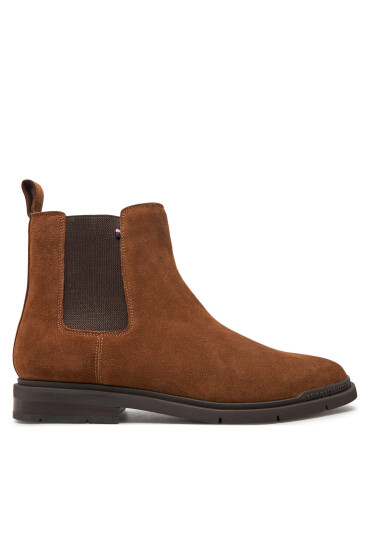 Tommy Hilfiger Боти тип челси Flexible Hilfiger Suede Chelsea FM0FM05102 Кафяв - Mera.bg