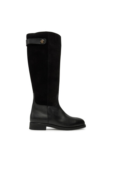 Tommy Hilfiger Ботуши Th Stud Leather Mix Long Boot FW0FW08341 Черен - Mera.bg