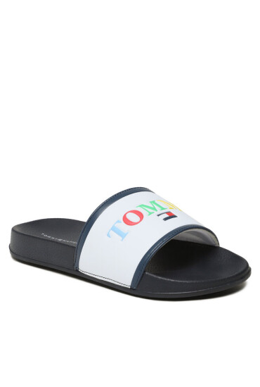 Tommy Hilfiger Чехли Logo Pool Slide T3B0-32933-1172 S White/Multicolor X56 - Mera.bg