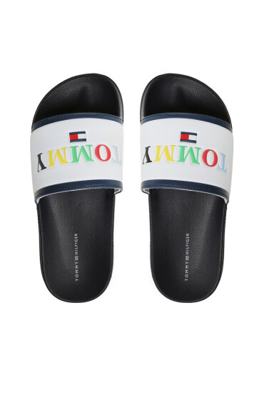 Tommy Hilfiger Чехли Logo Pool Slide T3B0-32933-1172 S White/Multicolor X56 - Mera.bg