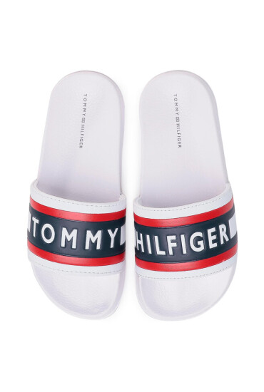 Tommy Hilfiger Чехли Maxi Lettering Print Pool Slide T3B0-30757-0904 S White/Red Blue Y005 - Mera.bg