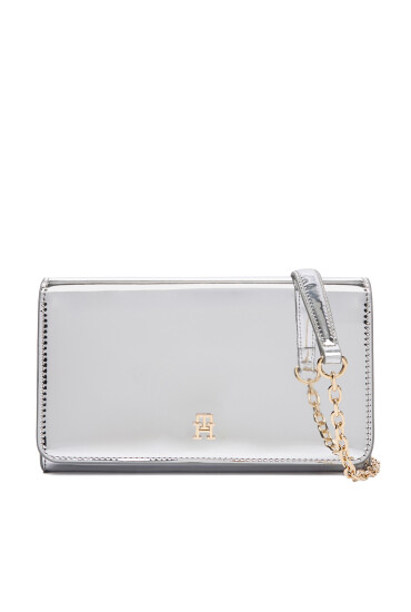Tommy Hilfiger Дамска чанта Icon Flap W/Chain Met AW0AW17959 Сребрист - Mera.bg