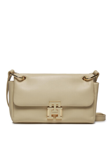 Tommy Hilfiger Дамска чанта Pushlock Leather Flap Crossover AW0AW16084 Cream 0K4 - Mera.bg