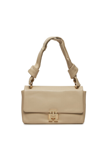 Tommy Hilfiger Дамска чанта Pushlock Leather Shoulder Bag AW0AW15685 Бежов - Mera.bg