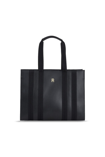 Tommy Hilfiger Дамска чанта Th Identity Med Tote AW0AW15569 Black BDS - Mera.bg