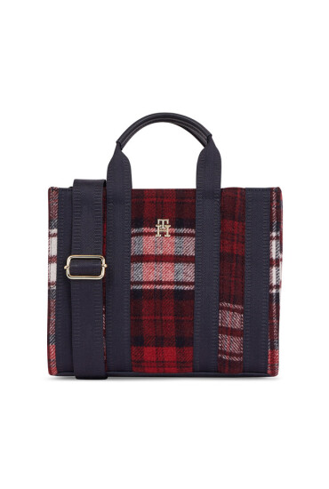 Tommy Hilfiger Дамска чанта Th Identity Small Tote Check AW0AW15884 Check 0GZ - Mera.bg