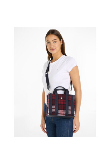 Tommy Hilfiger Дамска чанта Th Identity Small Tote Check AW0AW15884 Check 0GZ - Mera.bg