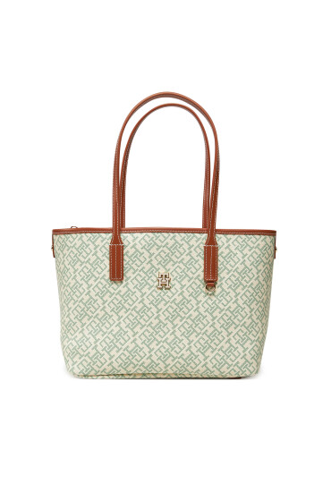 Tommy Hilfiger Дамска чанта Th Monoplay Leather Mini Tote AW0AW17415 Зелен - Mera.bg