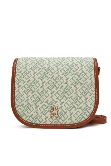Tommy Hilfiger Дамска чанта Th Monoplay Leather Saddle Bag AW0AW17414 Зелен - Mera.bg