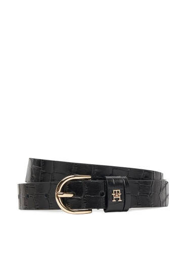 Tommy Hilfiger Дамски колан Essential Effortless 2.5 Croc Go AW0AW17755 Черен - Mera.bg