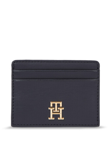 Tommy Hilfiger Дамски портфейл Iconic Tommy Cc Holder AW0AW15897 Тъмносин - Mera.bg
