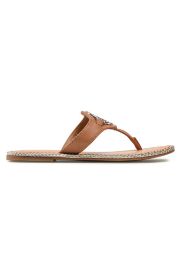 Tommy Hilfiger Джапанки Essential Leather Flat Sandal FW0FW05620 Summer Cognac GU9 - Mera.bg