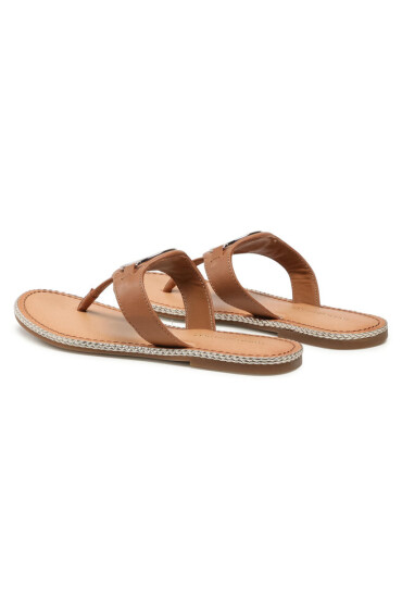 Tommy Hilfiger Джапанки Essential Leather Flat Sandal FW0FW05620 Summer Cognac GU9 - Mera.bg