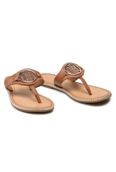 Tommy Hilfiger Джапанки Essential Leather Flat Sandal FW0FW05620 Summer Cognac GU9 - Mera.bg