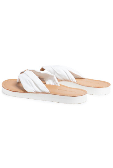 Tommy Hilfiger Джапанки Leather Footbed Beach Sandal FW0FW05677 Ivory YBI - Mera.bg