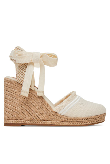 Tommy Hilfiger Еспадрили Fringe Canvas High Wedge FW0FW08878 Екрю - Mera.bg