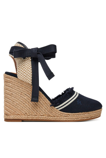 Tommy Hilfiger Еспадрили Fringe Canvas High Wedge FW0FW08878 Тъмносин - Mera.bg