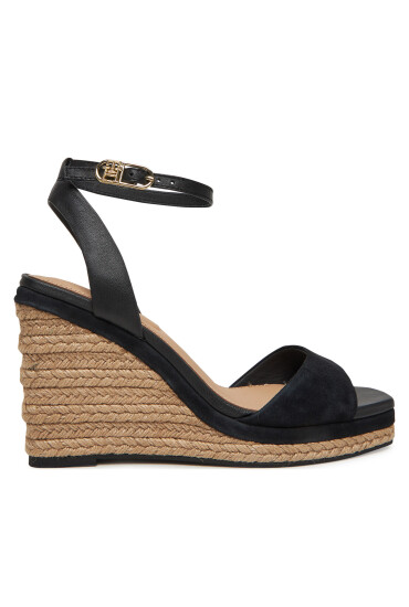 Tommy Hilfiger Еспадрили Leather & Suede High Wedge Espad FW0FW08803 Черен - Mera.bg