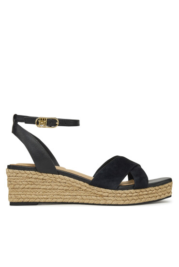 Tommy Hilfiger Еспадрили Leather & Suede Mid Wedge Espad FW0FW08804 Черен - Mera.bg