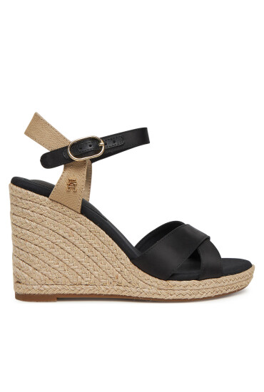 Tommy Hilfiger Еспадрили Satin High Wedge Espadrille FW0FW08602 Черен - Mera.bg