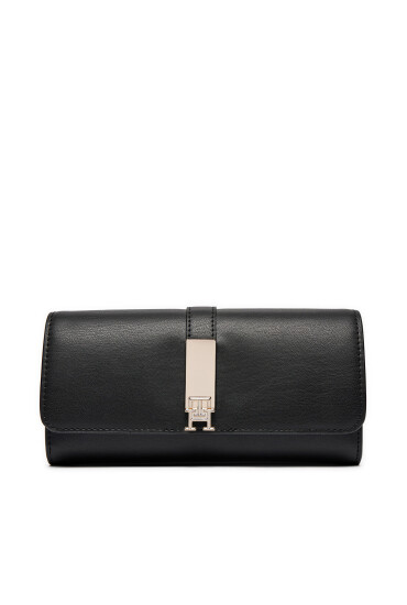 Tommy Hilfiger Голям дамски портфейл Heritage Lrg Flap AW0AW16338 Черен - Mera.bg