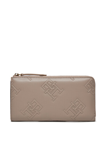 Tommy Hilfiger Голям дамски портфейл Th Refined Large Za Mono AW0AW15756 Сив - Mera.bg