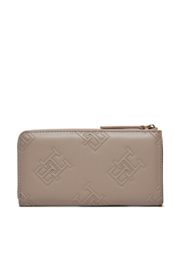 Tommy Hilfiger Голям дамски портфейл Th Refined Large Za Mono AW0AW15756 Сив - Mera.bg