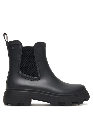 Tommy Hilfiger Гумени ботуши Flag Ankle Warm Lining FW0FW08974 Черен - Mera.bg