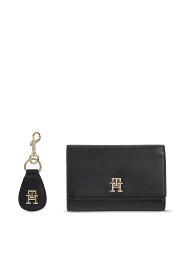 Tommy Hilfiger Компелкт портфейл и ключодържател Med Flap Wallet W Keyfob AW0AW15663BDS Черен - Mera.bg