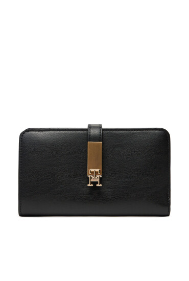 Tommy Hilfiger Малък дамски портфейл Th Heritage Med Wallet AW0AW17262 Черен - Mera.bg