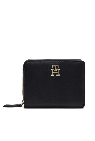 Tommy Hilfiger Малък дамски портфейл Th Logotape Med Za AW0AW17408 Черен - Mera.bg