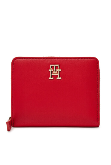 Tommy Hilfiger Малък дамски портфейл Th Logotape Med Za AW0AW17408 Червен - Mera.bg