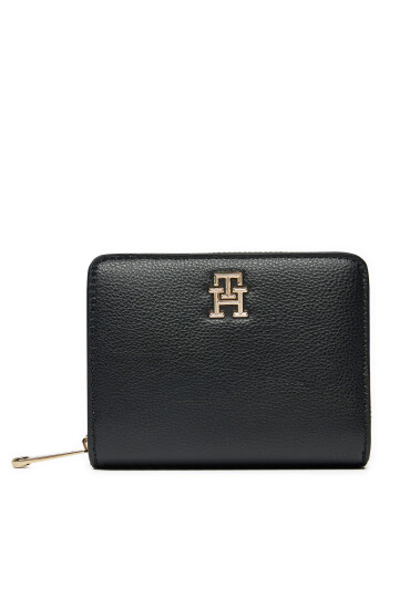 Tommy Hilfiger Малък дамски портфейл Th Soft Logotape Med Za AW0AW16917 Черен - Mera.bg