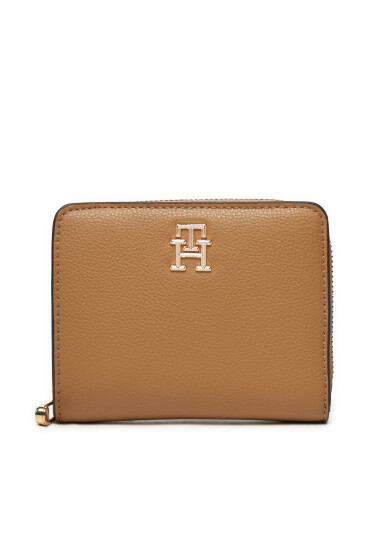 Tommy Hilfiger Малък дамски портфейл Th Soft Logotape Med Za AW0AW16917 Кафяв - Mera.bg