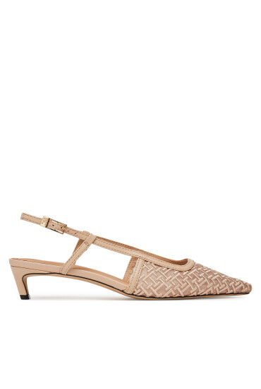 Tommy Hilfiger Обувки на ток Mono Squared Toe Kitten Slingb FW0FW08746 Бежов - Mera.bg