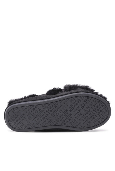 Tommy Hilfiger Пантофи Shiny Webbing Furry Slipper FW0FW06092 Black BDS - Mera.bg