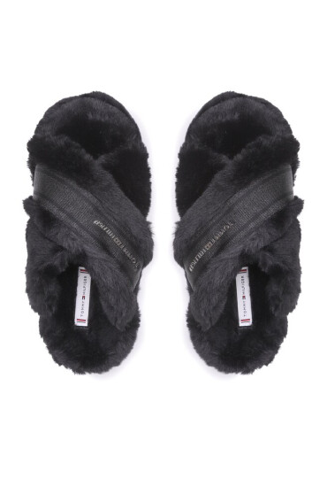 Tommy Hilfiger Пантофи Fur Home Slippers Wiht Straps FW0FW06889 Черен - Mera.bg