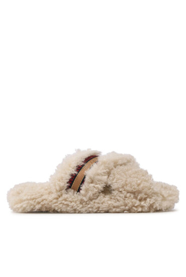 Tommy Hilfiger Пантофи Sherpa Fur Home Slippers Strap FW0FW06576 Бежов - Mera.bg