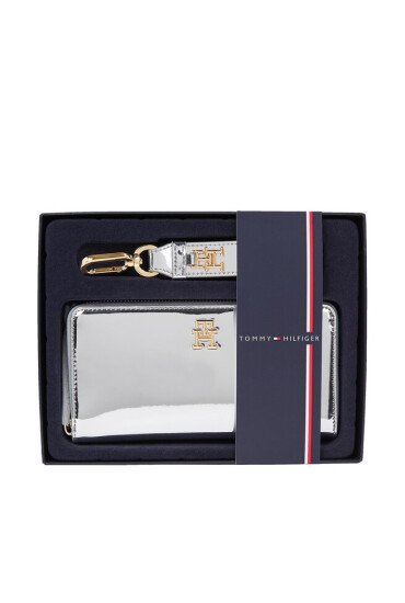 Tommy Hilfiger Подаръчен комплект Large Za W Wristlet AW0AW156580IO Metallic Silver 0IO - Mera.bg