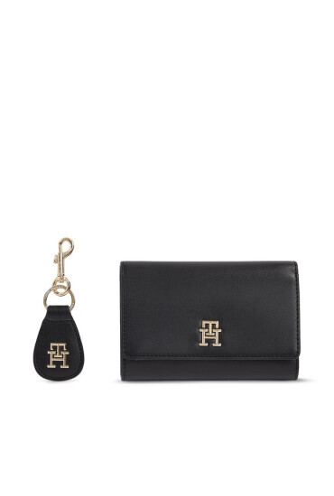 Tommy Hilfiger Компелкт портфейл и ключодържател Med Flap Wallet W Keyfob AW0AW15663BDS Черен - Mera.bg