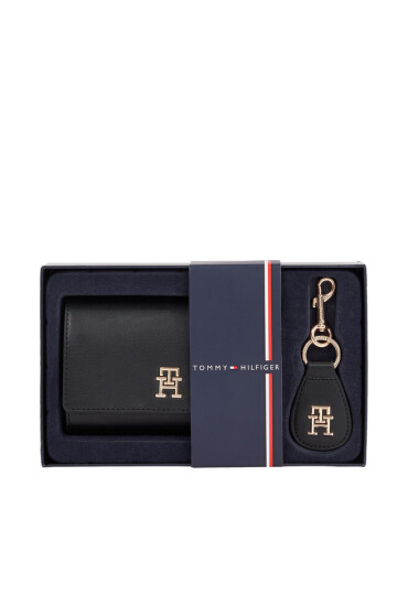Tommy Hilfiger Компелкт портфейл и ключодържател Med Flap Wallet W Keyfob AW0AW15663BDS Черен - Mera.bg