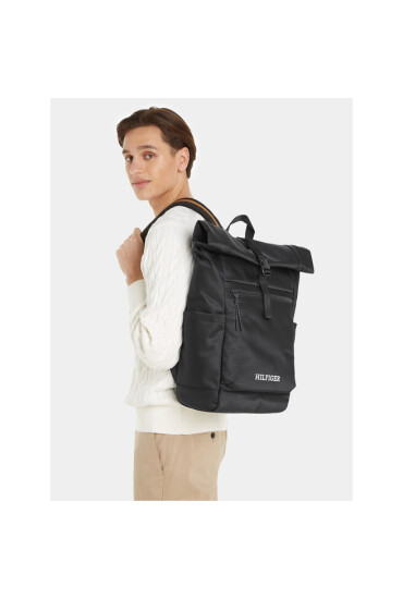 Tommy Hilfiger Раница Th Monotype Rolltop Backpack AM0AM11549 Черен - Mera.bg