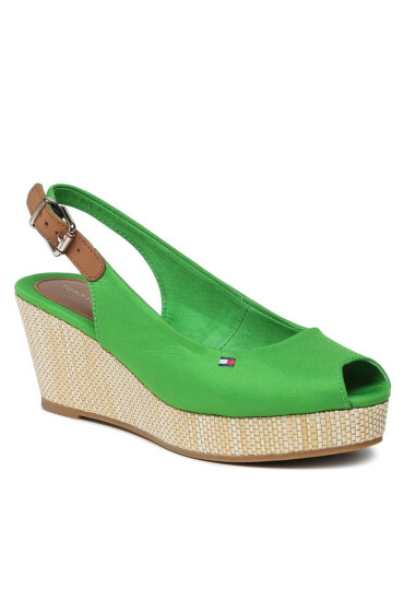 Tommy Hilfiger Сандали Iconic Elba Sling Back Wedge FW0FW04788 Galvanic Green LXM - Mera.bg