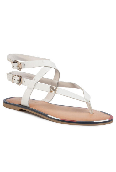 Tommy Hilfiger Сандали Iconic Flat Strappy Sandal FW0FW04873 Ivory YBI - Mera.bg