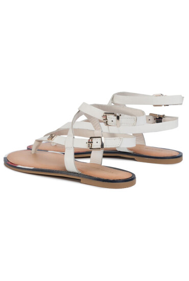 Tommy Hilfiger Сандали Iconic Flat Strappy Sandal FW0FW04873 Ivory YBI - Mera.bg