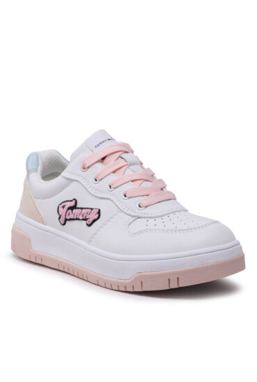 Tommy Hilfiger Сникърси Logo Low Cut Lace-Up Sneaker T3A9-32726-1592 M White/Beige/Sky Blue Y259 - Mera.bg