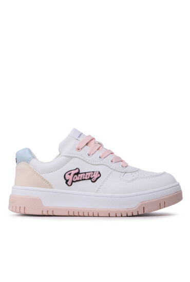 Tommy Hilfiger Сникърси Logo Low Cut Lace-Up Sneaker T3A9-32726-1592 M White/Beige/Sky Blue Y259 - Mera.bg