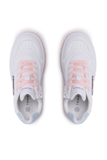 Tommy Hilfiger Сникърси Logo Low Cut Lace-Up Sneaker T3A9-32726-1592 M White/Beige/Sky Blue Y259 - Mera.bg