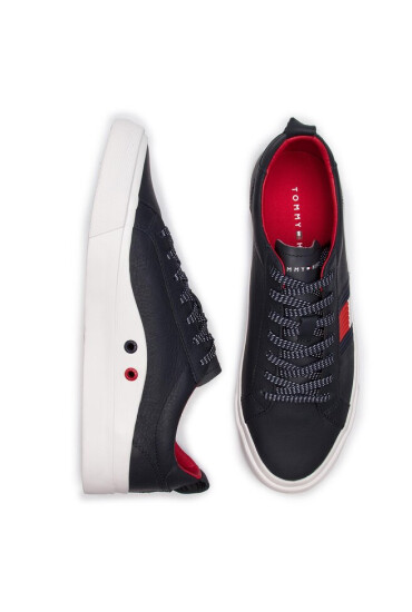 Tommy Hilfiger Сникърси Flag Detail Leather Sneaker FM0FM01712 Midnight 403 - Mera.bg