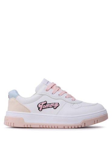 Tommy Hilfiger Сникърси Logo Low Cut Lace-Up Sneaker T3A9-32726-1592 S White/Beige/Sky Blue Y259 - Mera.bg